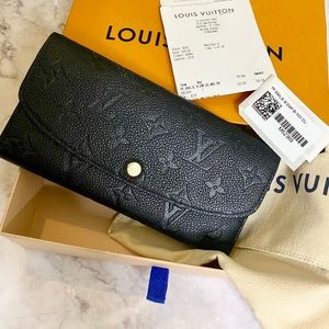 Louis Vuitton Black Wallet :Emilie Wallet:  Monogram Empriente Leather AUTHENTIC